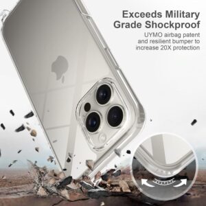 UYMO Trasparente Cover con cordino per iPhone 16 Pro,Custodia con Laccio Collana Tracolla Regolabile catena Case,Arcobaleno