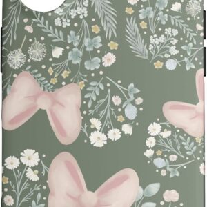 Custodia per iPhone 16 Disney Minnie Mouse Icona Fiori Primavera Verde Salvia