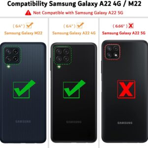 Ganbary Cover Compatibile con Samsung A22 4G/ M22/ M32 (Non per A22 5G), Protettiva Caso in PU Pelle Premium Portafoglio Custodia per Galaxy A22 4G/ M22/ M32, [Kickstand] [Slot per Schede]-Nero