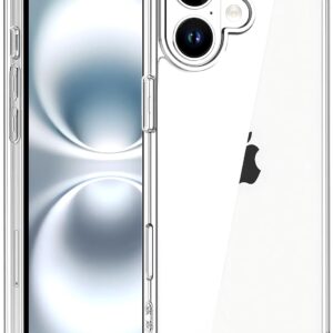 Whioltl Cover per iPhone 16 6,1 Pollici, Anti Ingiallimento Chiaro Case, Custodia Antiurto per Assorbimento degli Urti con Paraurti in TPU Morbido Sottile Case – Trasparente