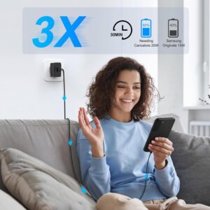 Newding 25W USB C Caricatore Rapido per Samsung Galaxy A55 A54 A53 A35 A34 A33 A26 A25 A16 A15 A14 A06 A05s S25 S24 S23 S22 S21 S20 FE M35 M16 M15, Caricabatterie Veloce EP-TA800N Super Fast Charging