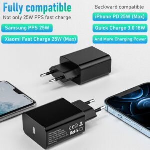 25W Caricatore USB C per Samsung A35 A55 A25 5G A15 A05S A16 A06S A36 A56 A26 A54 A34 A14 A52 A23 A53 A52S S21 S22 S23 S24 Plus Ultra FE Galaxy Tab S9 S10 A9 A8 Caricabatterie Ricarica Rapida Con Cavo