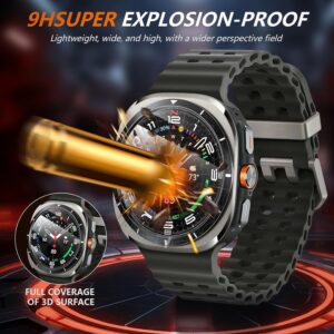 Diruite 4 Pezzi Vetro Temperato per Samsung Galaxy Watch Ultra 47mm Pellicola Protettiva,HD Vetro Senza Bolle Protezione per Samsung Galaxy Watch Ultra 47mm Screen Protector[Antigraffio]