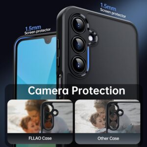 FLLAO Opaca Cover Compatibile con Samsung Galaxy A16 5G/4G con 2 Vetro Temperato, [Della Fotocamera Protezione] Anticaduta Antiurto Anti-Graffio Hard PC Glassata Traslucida Custodia Nero