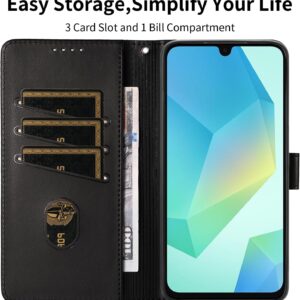 JUNETOP Cover per Samsung Galaxy A16 5G/4G, Custodia a Libro Portafoglio Flip Case in Pelle PU di Alta Qualità [Protezione Blocco RFID] – Nero