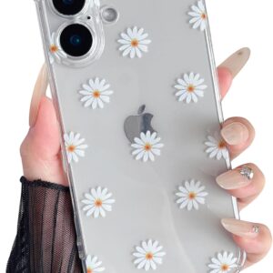 ZTOFERA Custodia per iPhone 16, trasparente e morbida, in TPU con motivo a margherite, ultra sottile, antigraffio, in gel di silicone, custodia protettiva antiurto per iPhone 16 (6,1 pollici),