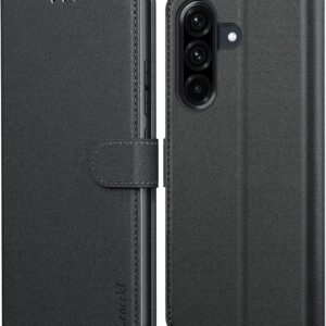 Leacckl Cover per Samsung Galaxy A36 5G / A56 5G, Custodia a portafoglio in Pelle PU Premium [Magnetica a Scatto] [Funzione Stand], Nero