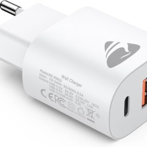Caricatore per iPhone 16 15 14 13 12 11 iPad, 20W Ricarica Rapido Presa USB C Multiplo Spina Type C PD Alimentatore USB C Carica Batteria, USBC Caricabatterie Cellulare per Samsung S23 S24 S22 S20 S8