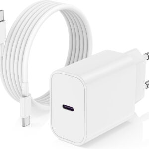Caricatore iPhone 16 15, 20W Caricabatterie Rapido con 2M Cavo per iPhone 16 Pro Max/16/15 Plus/15 Pro Max, iPad 12.9/11 inch/Air/Mini Tipo C Cavetto Ricarica Apple Originale USB C Carica Batteria