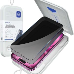 MOCOLL Privacy Pellicola Protettiva in Vetro Temperato per iPhone 16 | 9H Anti-Spia Custodia Magica per Installazione Facile | Protezione Schermo Antiurto, Antigraffio e Antimpronta | Kit da 2 Pezzi