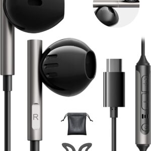 Auriculares USB C para Samsung Galaxy S24 S23 S25 Ultra S22 A54 A55 5G Auriculares Tipo C con Cable Micrófono Control Volumen Cascos USB C para iPhone 15 16 Pro MAX Google Pixel 8 7 Xiaomi 14