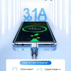 ANDTOBO Cavo USB A a USB C 3.1A, [3Pezzi 1Metri] Cavo USB Type C Ricarica Rapida Cordone di Ricarica Intrecciato Per iPhone 16/15 Plus Pro Max, Samsung S21 S22 S23 S23+ S23 Ultra S20 S10 S9, Pixel 7