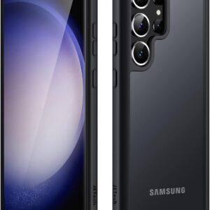 JETech Cover Opaca per Samsung Galaxy S23 Ultra 5G 6,8 Pollici, Custodia Posteriore Glassata Traslucida Sottile, Anti-Impronte (Nero)