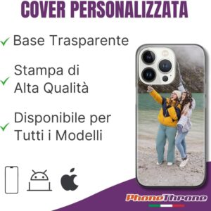 PhoneThrone Cover Personalizzata per IPHONE 16 PRO con Foto e Testo Stampa HD Alta Risoluzione