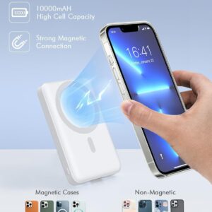 Power Bank, Ultra Slim Magnetico 10000mAh PowerBank, Caricatore Wireless Portatile PD 20W Ricarica Rapida, Caricabatterie Wireless USB-C Battery Pack per iPhone 16/15/14/13/12, Caricatore Wireless