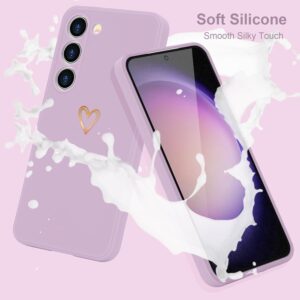 Wirvyuer Custodia Compatibile con Samsung Galaxy S23 5G Cover Ragazze Amore Cuore Custodia protezione fotocamera Morbido Silicone Cover Protettiva Antiurto Gold Love Case per Samsung S23 5G Viola