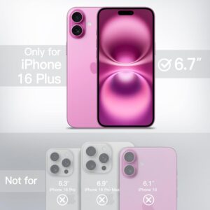 JETech Cover Magnetica per iPhone 16 Plus 6,7 Pollici Compatibile con MagSafe, Traslucido Opaco Retro Sottile Antiurto Cellulare Custodia (Rosa)