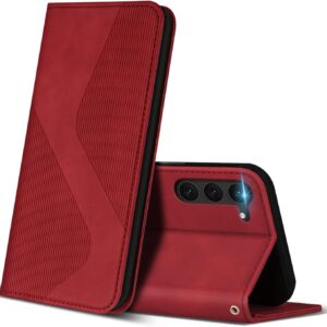 ZONNAVI Cover per Samsung Galaxy S23, Flip Custodia Pelle PU con [Slot Cart] [Supporto Stand] [Magnetica], Cover a Libro Portafoglio per Samsung S23 (Rosso)