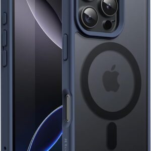 JETech Cover Magnetica per iPhone 16 Pro 6,3 Pollici Compatibile con MagSafe, Traslucido Opaco Retro Sottile Antiurto Cellulare Custodia (Blu Tempesta)