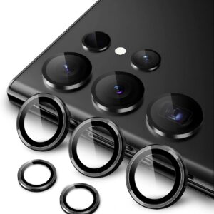 JETech Pellicola Fotocamera per Samsung Galaxy S23 Ultra 5G 6,8 Pollici, 9H Vetro Temperato Copri Anello Individuale in Metallo, Installazione Facile, HD Chiaro, 1 Set (Phantom Black)