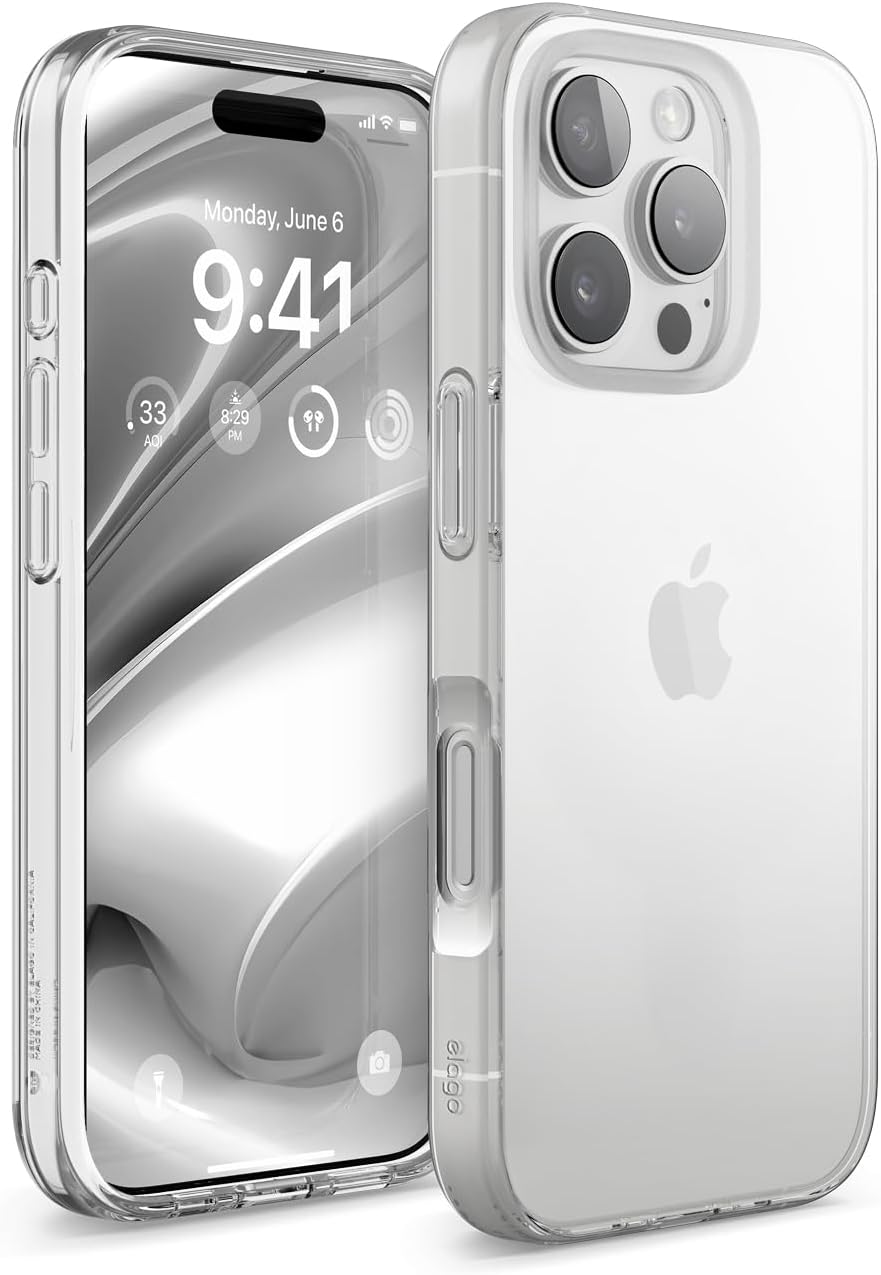 elago Cover Trasparente Ibrida Clear Compatibile con iPhone 16 Pro Cover 6.3" - Tecnologia Ibrida PC + TPU, Paraurti Antiurto, Protezione della Fotocamera Rialzata, Resistente ai Graffi (Clear)