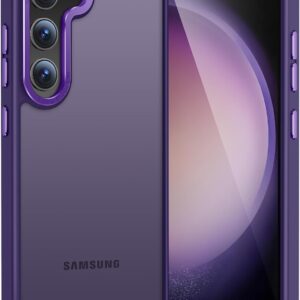 PuyaTeya Cover Compatibile con Samsung Galaxy S23, Protettiva Opaca Oleorepellente, Antiurto Anticaduta Anti-Impronte Antigraffio (Viola Scuro)