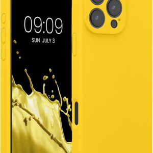 kwmobile Cover per iPhone 16 Pro Max Custodia – Back Case per Smartphone in Silicone TPU – Protezione Gommata – giallo radiante