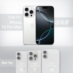 JETech Cover Opaca per iPhone 16 Pro Max 6,9 Pollici, Protezione Anticaduta Antiurto di Grado Militare, Custodia Cellulare Posteriore Glassata Traslucida, Anti-Impronte (Titanio Bianco)