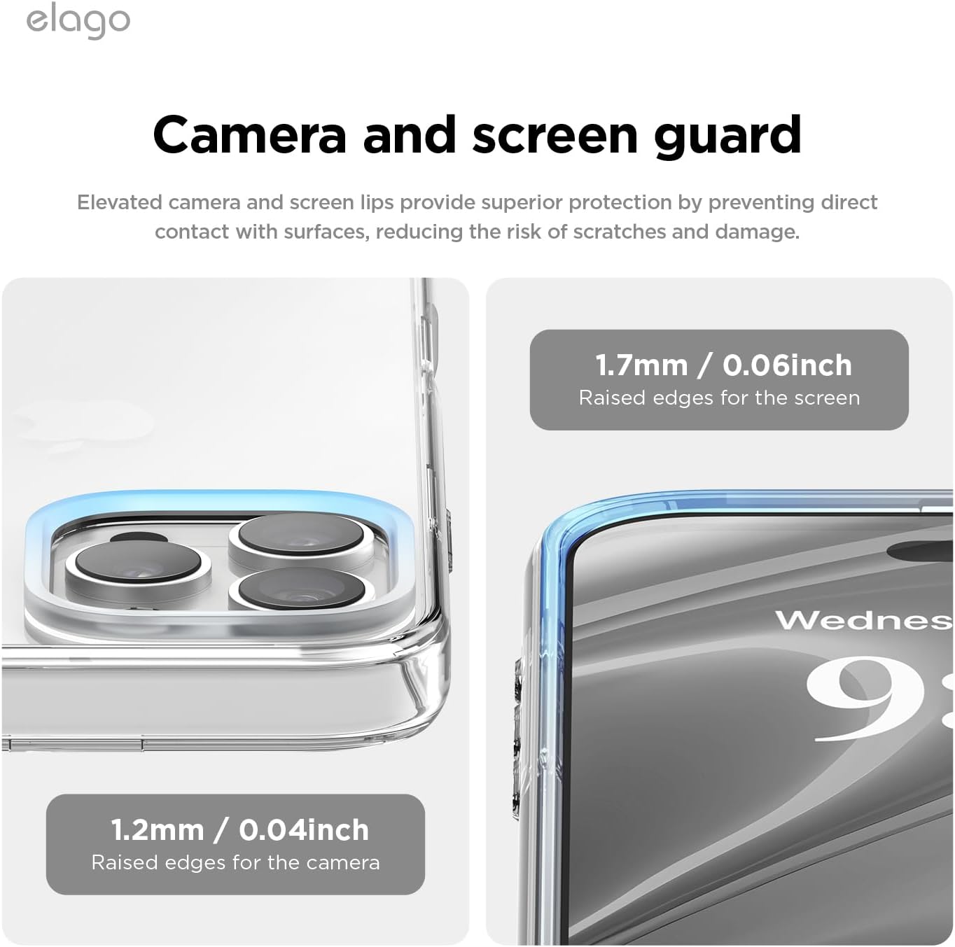 elago Cover Trasparente Ibrida Clear Compatibile con iPhone 16 Pro Cover 6.3" - Tecnologia Ibrida PC + TPU, Paraurti Antiurto, Protezione della Fotocamera Rialzata, Resistente ai Graffi (Clear) - immagine 5