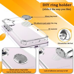 Ptny Custodia Trasparente per Samsung Galaxy S23 Ultra Cover con Anello, Ring Cavalletto Rotante a 360 Gradi, Ultra Sottile Antiurto TPU Silicone Morbido Protettiva Case per Samsung Galaxy S23 Ultra