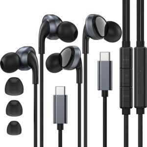 (2 pack) Cuffie USB C Stereo Hi-Fi Auricolari Con Filo In-Ear Con Microfono Cuffie Type C Adatto per iPhone 16 Pro Max 15 Plus iPad Pro, Samsung S25 S24 Ultra A55 A35 A16 Google Pixel 8 9 Pro