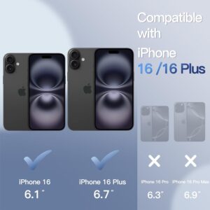 JETech Pellicola Fotocamera per iPhone 16 6,1 Pollici e iPhone 16 Plus 6,7 Pollici, Glitter Scintillant 9H Vetro Temperato Anello Metallico Individuale Cover, HD Chiaro, 1 Set (Nero)