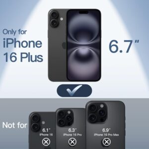 JETech Cover Ultra Sottile per iPhone 16 Plus 6,7 Pollici, Obiettivo per Fotocamera Protezione Completa, Leggera Opaca Finitura Custodia Rigida in PP (Nero)