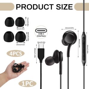 Wonvify Cuffie USB C, Auricolari USB C In Ear, Cuffie Type C auricolari con Filo, Hi-Fi Stereo con Microfono per Sa-msung Galaxy S23 S24 S22 Ultra A55 A35 A53 A33 A54 5G NOTA10, Nero