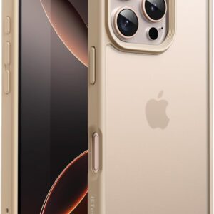 JETech Cover Opaca per iPhone 16 Pro 6,3 Pollici, Protezione Anticaduta Antiurto di Grado Militare, Custodia Cellulare Posteriore Glassata Traslucida, Anti-Impronte (Titanio Sabbia)