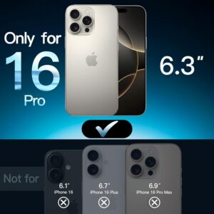 JETech 5 in 1 Cover Opaca per iPhone 16 Pro 6,3 Pollici con 2 Vetro Temperato Pellicola Protettiva e 2 Lente Fotocamera Protezione, Retro Traslucido Antiurto Custodia (Titanio Naturale)