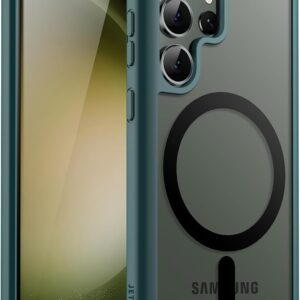 JETech Cover Magnetica per Samsung Galaxy S23 Ultra 5G 6,8 Pollici, Compatibile con MagSafe, Traslucida Opaca Retro Antiurto Cellulare Custodia (Verde Notte)