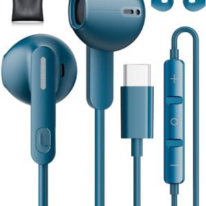 Cuffie USB C Hi-Fi Stereo per Samsung Galaxy S24 S23 S25 Ultra S22 A55 A35 A33 A53 A54 5G Auricolari USBC In-Ear con Microfono Auricolari Type C Cuffie con Filo USB C per iPhone 15 16 Pro Max Pixel