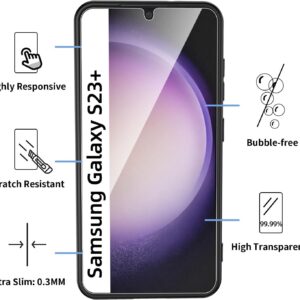 NEW’C Cover per Samsung Galaxy S23 in custodia silicone ultra sottile nero e 2 × vetro temperato per Samsung Galaxy S23 Cristal templado