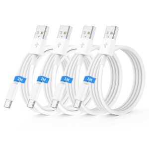 QZIIW Cavo USB Type C Ricarica Rapida,Cavo per iPhone 15 16,Cavo USB A a USB C 3,1A Ricarica Rapida [4 Pezzi-1M+2M] cavo per iPhone 16 15/Pro/Pro Max/Plus/iPad Pro/Air/Mini/samsung Galaxy S24/S23/S22