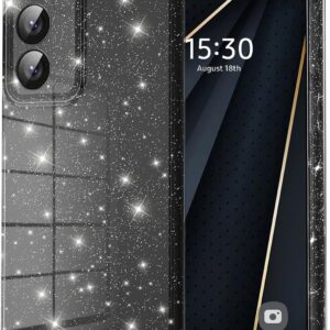 Eherui Custodia per Samsung Galaxy S23 5G con glitter, in silicone e TPU, anti-impronte, antiurto, sottile, antigraffio e custodia protettiva per Samsung S23, colore nero