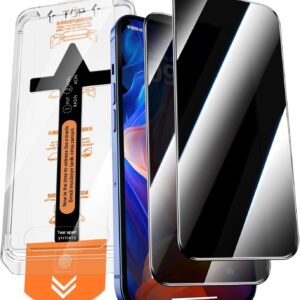 QUESPLE 2 Pezzi Privacy Pellicola Protettiva per iPhone 16 6,1 Pollici, [Installazione Automatica dell’Allineamento] Anti Spia Privacy Vetro Temperato Copertura Totale, Durezza 9H