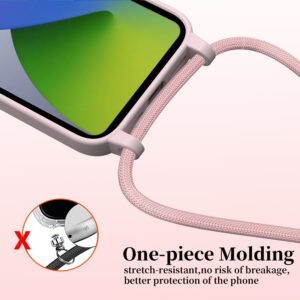 AOMYKE Cover per iPhone 16 Pro con Cordino, Custodia con Laccio Collana Tracolla Collo Liquido Silicone Antiurto TPU Antiurto AntiGraffio Case – Rosa