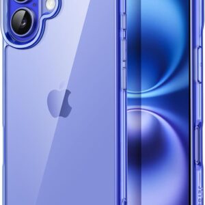 JETech Cover per iPhone 16 Plus 6,7 Pollici, Anti Ingiallimento Antiurto Cellulare Paraurti Custodia, Anti-Graffio Retro Trasparente (Blu Oltremare)