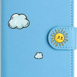 Nokverzy Custodia Pelle per iphone 16(6.1″) Cover Magnetica Porta Carte Cavalletto Antiurto Pieghevoli Portafoglio Flip Cover per iphone 16(6.1″) Pelle Libro con Cordini Gatti Nuvola Pattern Blu