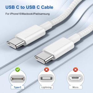 Cavo iPhone 16 15 USB C a USB C, 2Pack 2M Cavo USB Type-C Ricarica Intrecciato Nylon, Cavi Ricarica Rapida USB C Cavetto 60W per Apple iPhone 16 Plus/16 Pro/16 Pro Max/15/15 Pro/15 Pro Max, iPad Pro