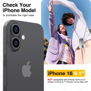 GOODVISH Cover iPhone 16 Trasparente con Cordino, Custodia con Regolabile Collana per iPhone 16 6.1″, [Antiurto] [AntiGraffio] [Antiscivolo] Case con Laccio Tracolla, Blu