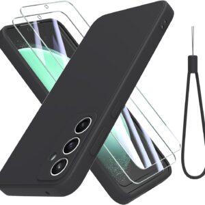 THIYUFUNS Cover per Samsung Galaxy S23 FE 5G con 2 Pezzi Vetro Temperato Pellicola Protettiva,Liquid Silicone TPU Custodia Slim per Samsung Galaxy S23 FE – Nero