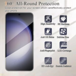 【2 Pezzi】 Vetro Temperato per Samsung Galaxy S23 Privacy Pellicola Protettiva,Durezza 9H,Anti-Spy,Anti-Graffio,Senza Bolle,Anti-Impronte Protezione Schermo per Samsung Galaxy S23