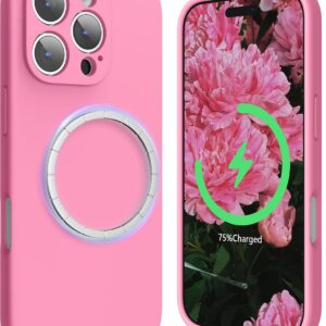 SURPHY Cover Magnetica per iPhone 16 Pro 6,3 Pollici Compatibile con MagSafe,Sottile Antiurto Custodia iPhone 16 Pro Silicone con 2 mm Protezione Fotocamera,Rosa